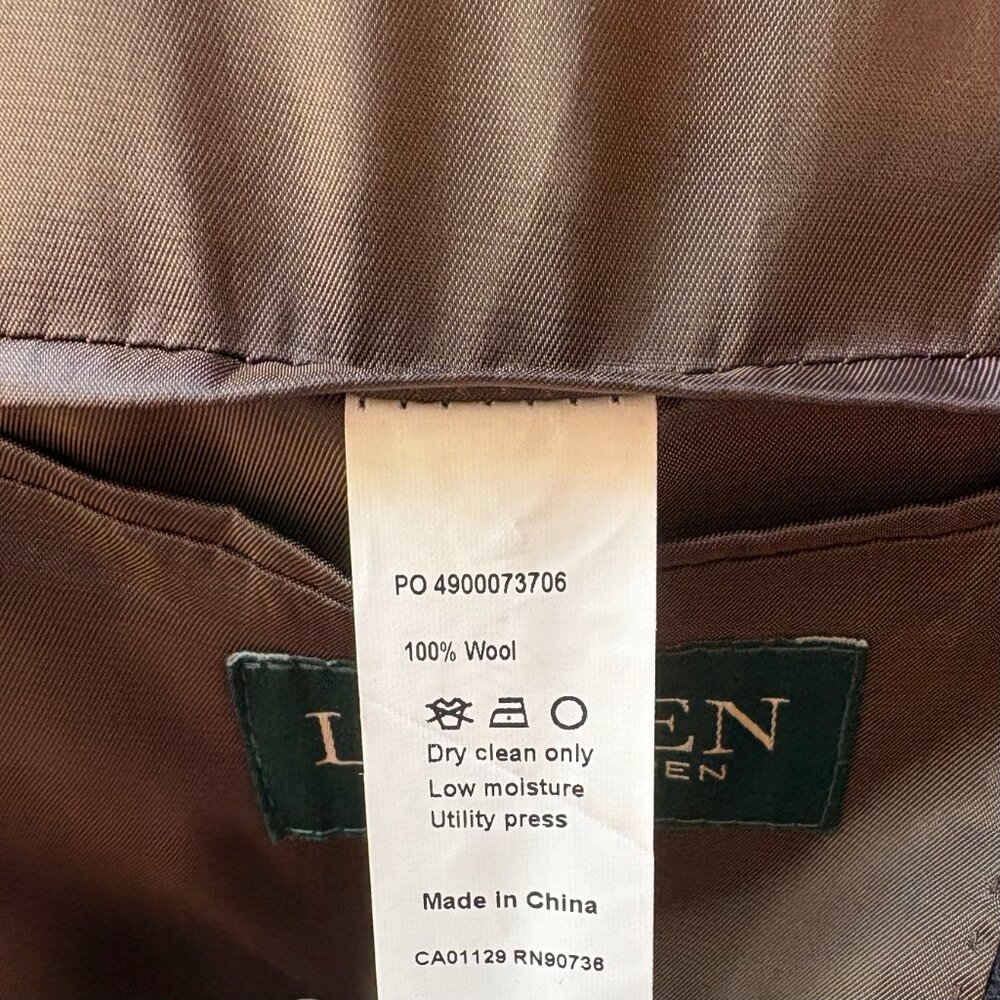 Lauren Ralph Lauren Brown Plaid 100% Wool Sport Coat Pockets Size 44L Old Money - Picture 9 of 10